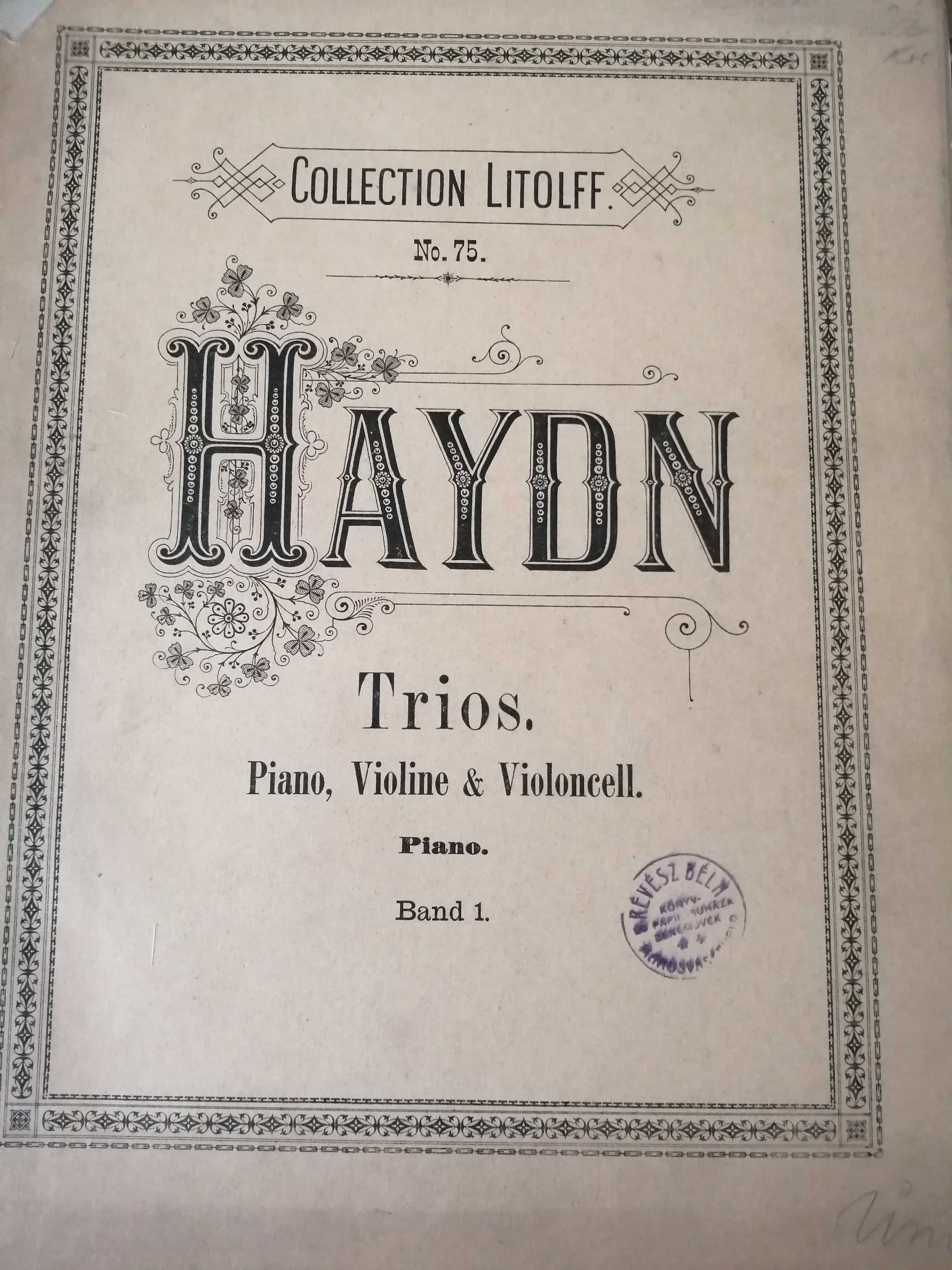 Joseph Haydn  nr.75-TRIO pentru Pian, Vioara SI Violoncel- 17 PIESE