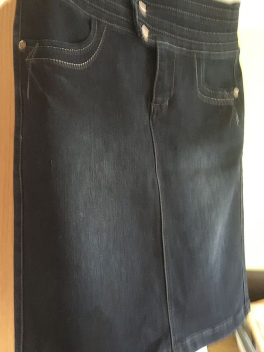 Fusta blugi/Denim elastică talie înaltă