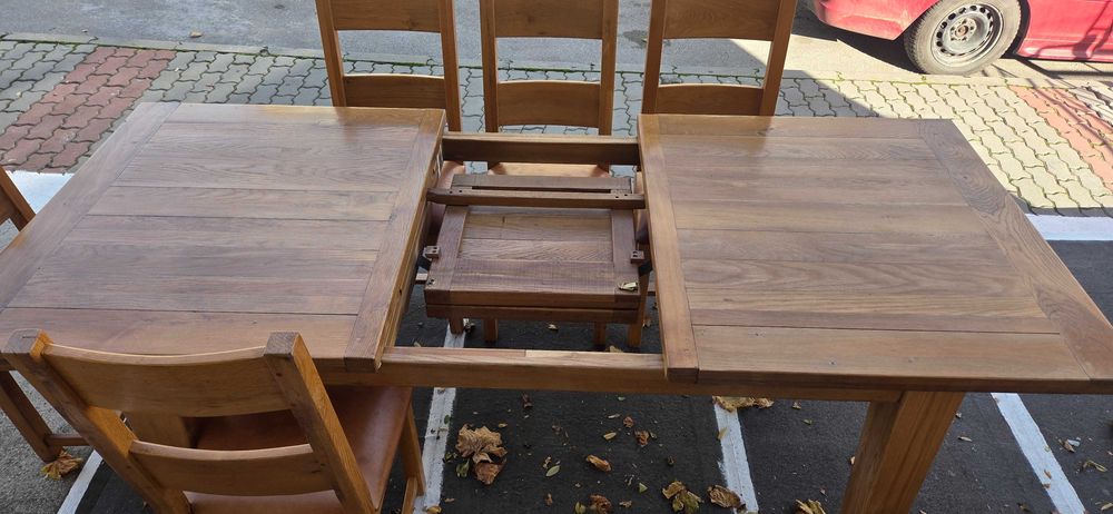 Масивна дъбовa  маса  за хранене с 8 столa