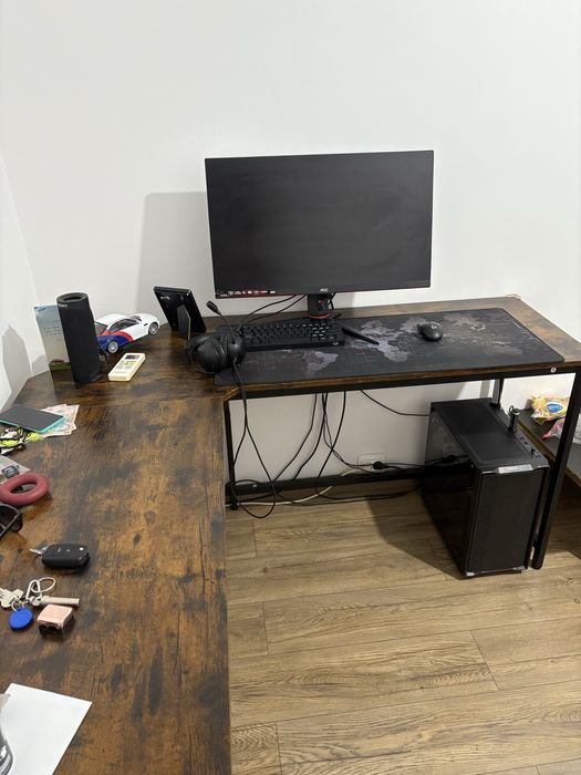 Birou pe colt maro 150x50