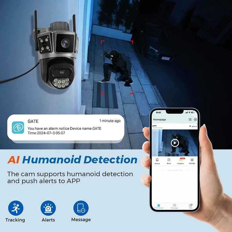 10MP 5G Wifi камера с двоен обектив нощно виждане детектор на движение