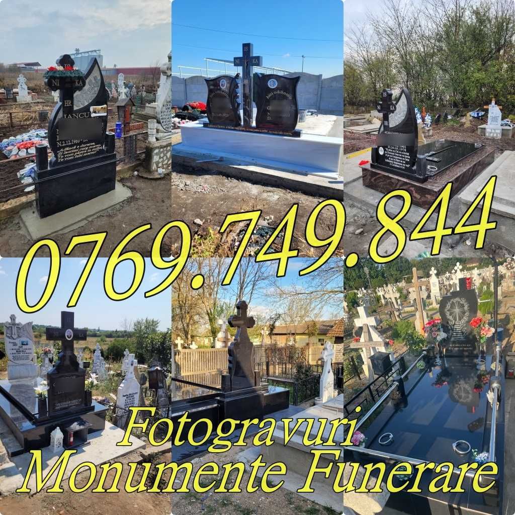 Foto Gravura Monumente Funerare Cruci Granit Negru Marmura Neagra