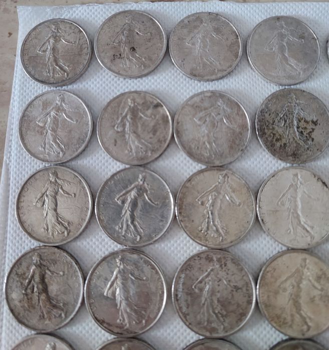 36x 5 Francs „Le Semuse” – Monede Argint 83.5%, Lot Valoros