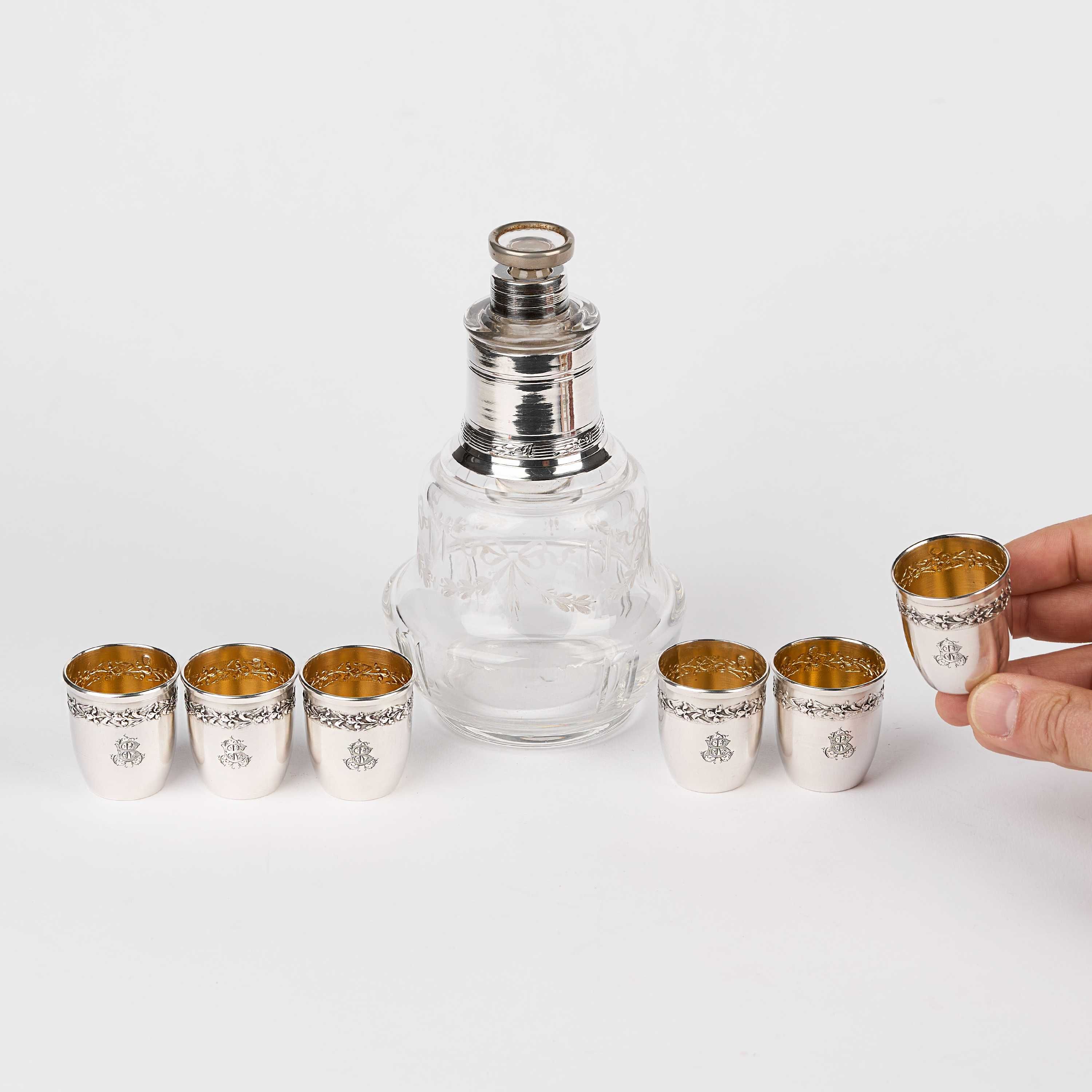 Set pentru bauturi,din cristal si argint 950-Franta cca 1890-argint.ro