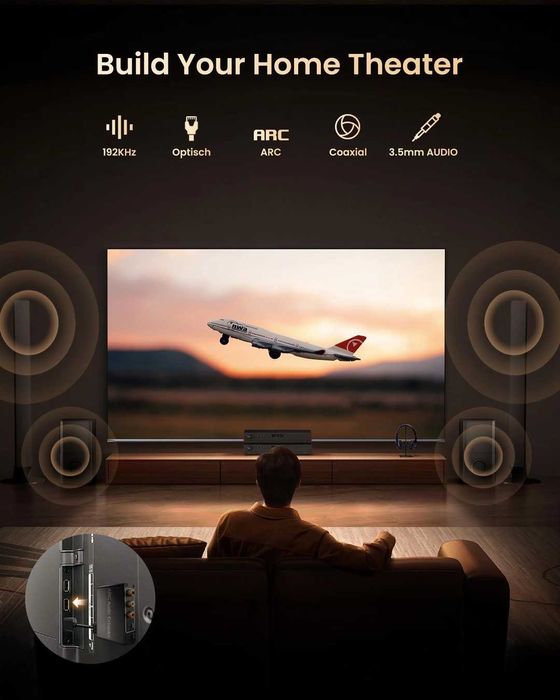 Extractor audio HDMI ARC cu cablu optic digital, convertor audio HDMI