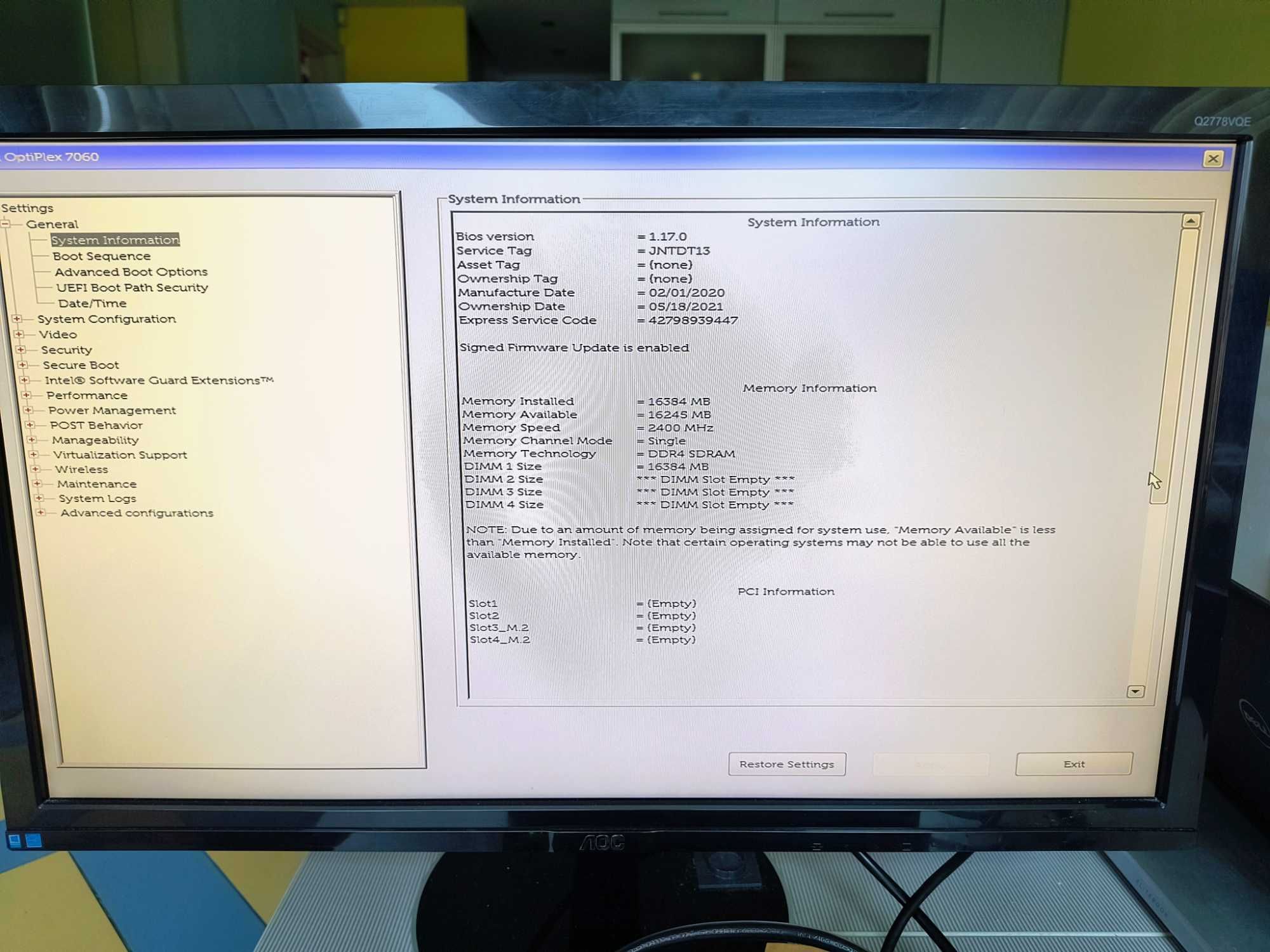 Dell Optiplex 7060 SFF,i3 Gen 8 ,3.6GHz 16GB RAM