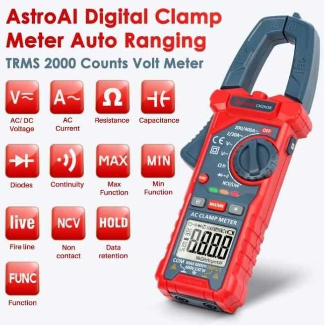 Clampmetru AstroAI CM2K0R 2000 Counts