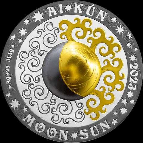 Монета серебряная AI∙KÚN (Луна и солнце) _Ай-кун.