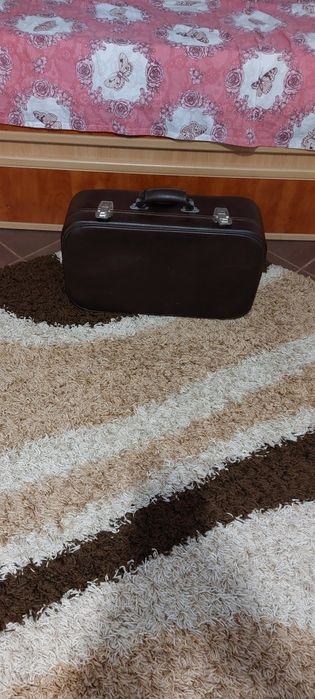 Valiza piele maro inchis  55/ 32 / 17