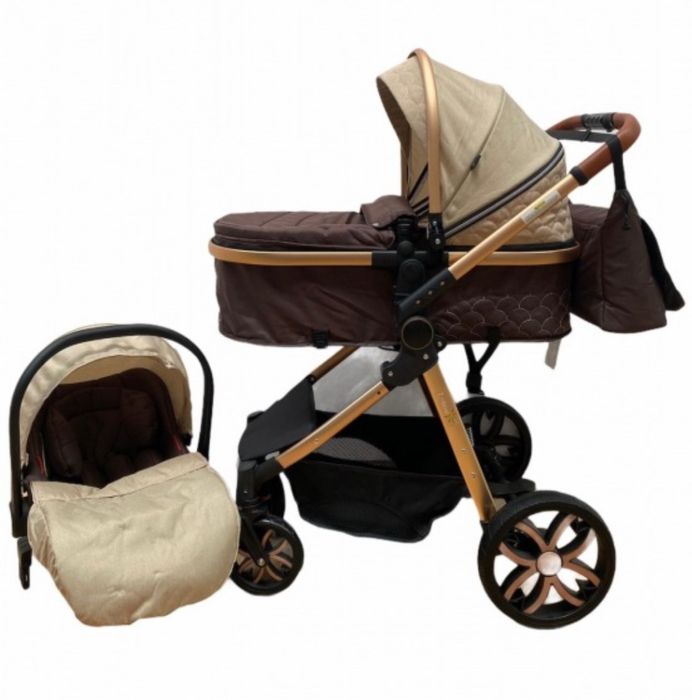 Carucior 3 In 1 Reversibil Si Cu Suspensii  Crem