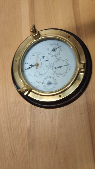 Stație Meteo Nautică Vintage (Barometru, Termometru, Higrometru, Ceas)