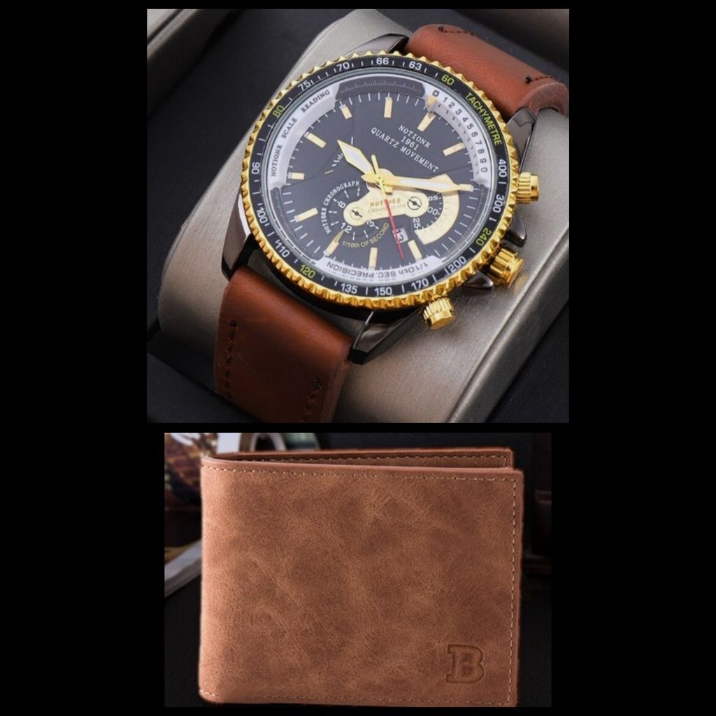 Подарок для мужчины,стильные часы и портмоне