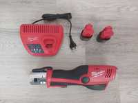 Set presa hidraulica sertizat milwaukee M12 HPT, 2 acumulatori și inc,