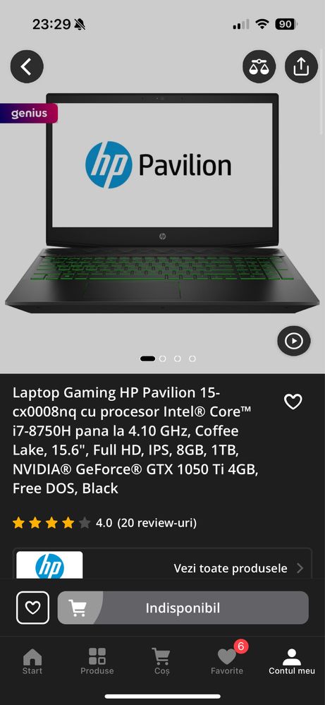Laptop Gaming HP Pavilion 15 i7, SSD 500gb Samsung, Gtx 1050ti