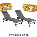 Set 2 sezlonguri plaja/gradina/terasa Gri Antracit LIVRARE GRATUITA