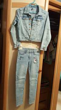 Geaca blugi + jeansi H&M fete 9-10 ani