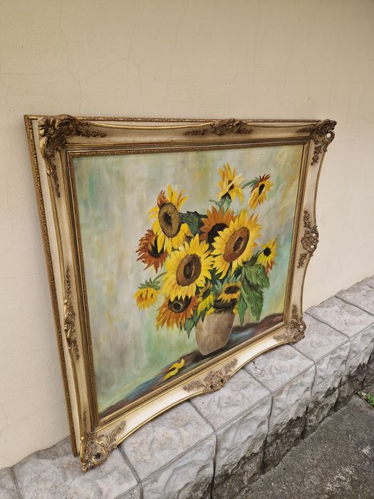 Натюрморт голям антикварен масло платно рамка