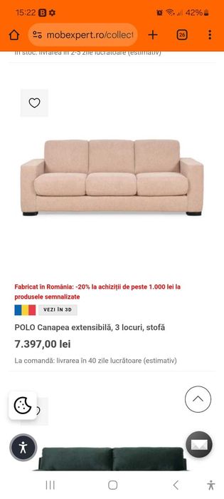 canapea extensibila/pat matrimonial