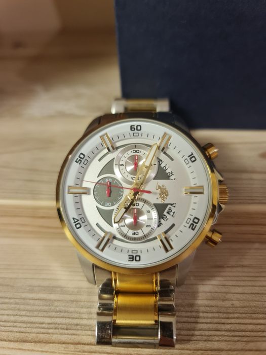 S. Polo Assn., Часовник с иноксова верижка, Сребрист/Златист