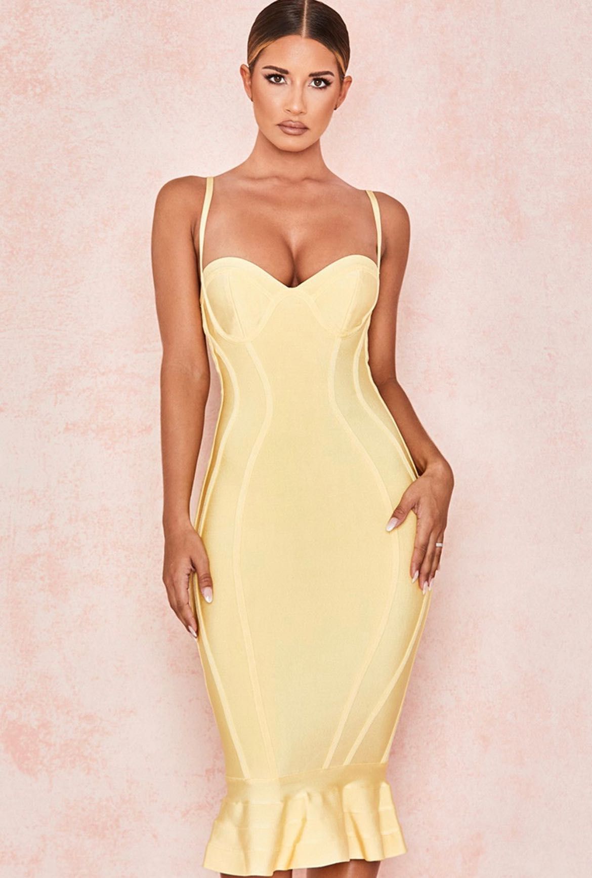 rochie bandage galbena