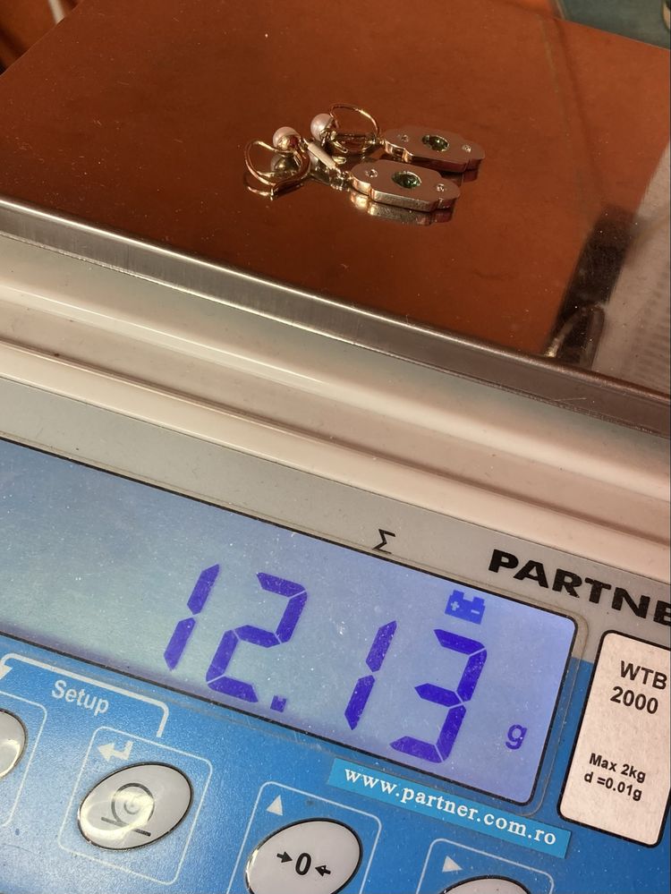 Cercei aur si platina cu diamante si Turmalin