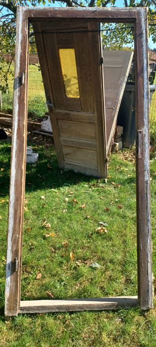 Ușă exterior din stejar masiv – vintage, cca 40 de ani
