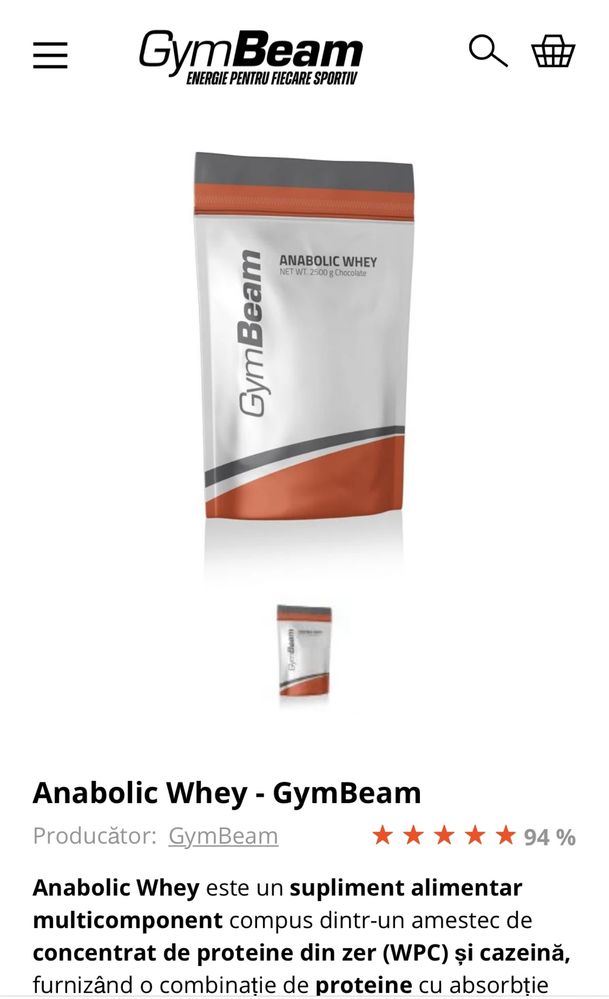 Supliment Anabolic whey  Gymbeam 2.5kg