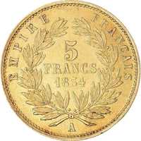 Moneda istorica din Aur - 5 franci Napoleon al III-lea 1.61 g