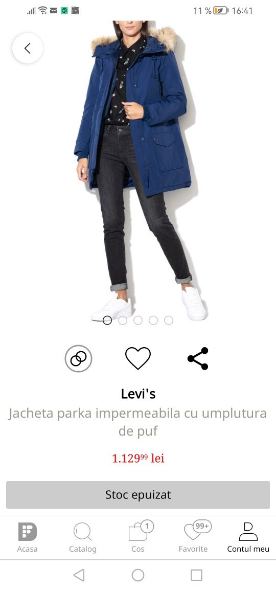 Geaca jacheta parka Levi's impermeabila cu umplutura puf dama,femei S