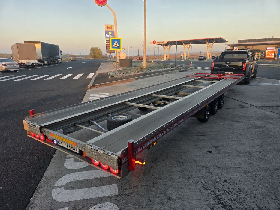 FITZEL DUO TRIDEM 3.5t Platforma Dubla 2 masini 3 axe Remorca Aluminiu