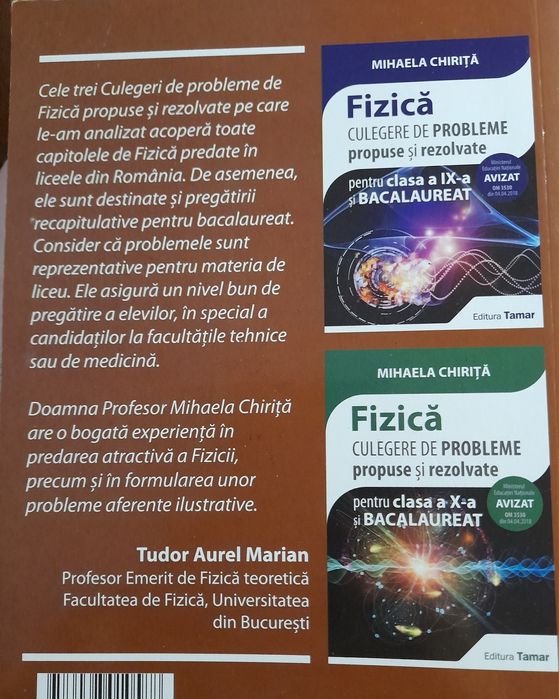 Vând culegere fizică- Clasele 11-12- Mihaela Chiriță