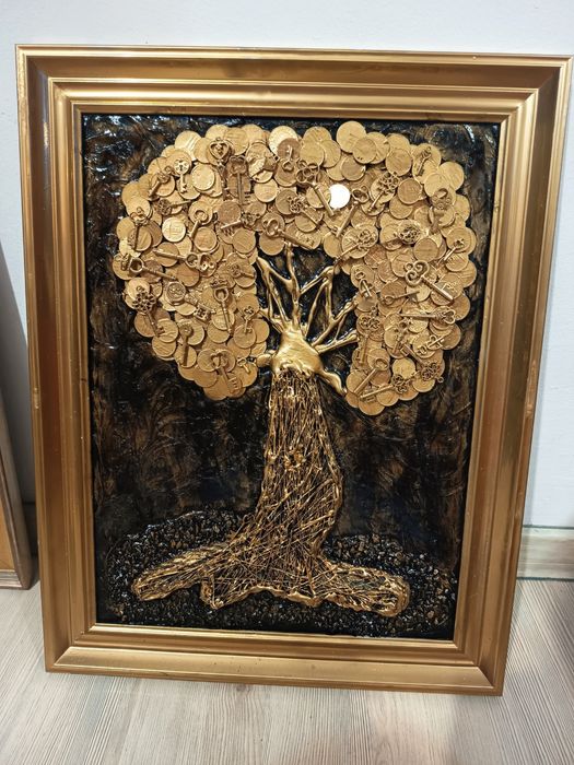 Tablou 3D monede ,,Copacul Bogatiei''/Rasina epoxidica