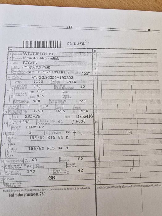 Toyota Yaris 1.3 benzina si gaz an 2007 115.000km