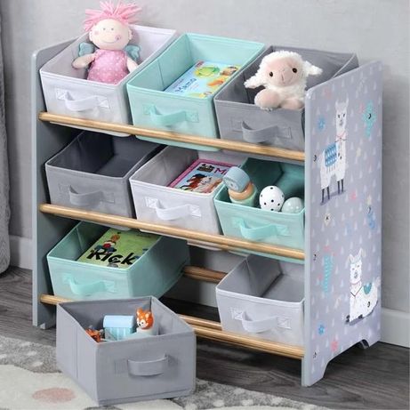 Етажерка за детски играчки-66х59,5х30 см/етажерка с текстилни кутии
