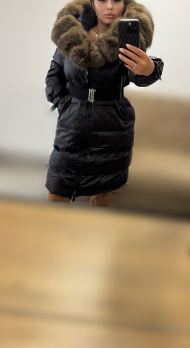 Geaca lungă cu blană naturală