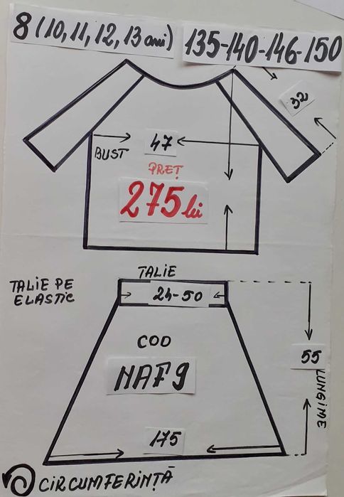 Costum popular pentru copii marimea  (10-11-12-13-14 ani)
275 lei