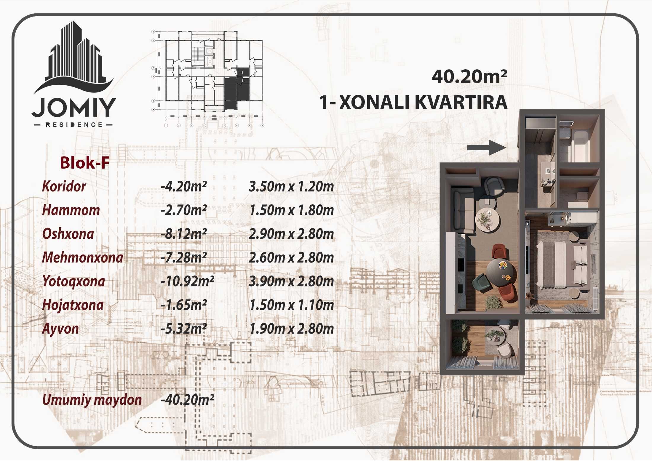 Yangi Qurilayotgan Xonadonlar Jomiy Residencedan