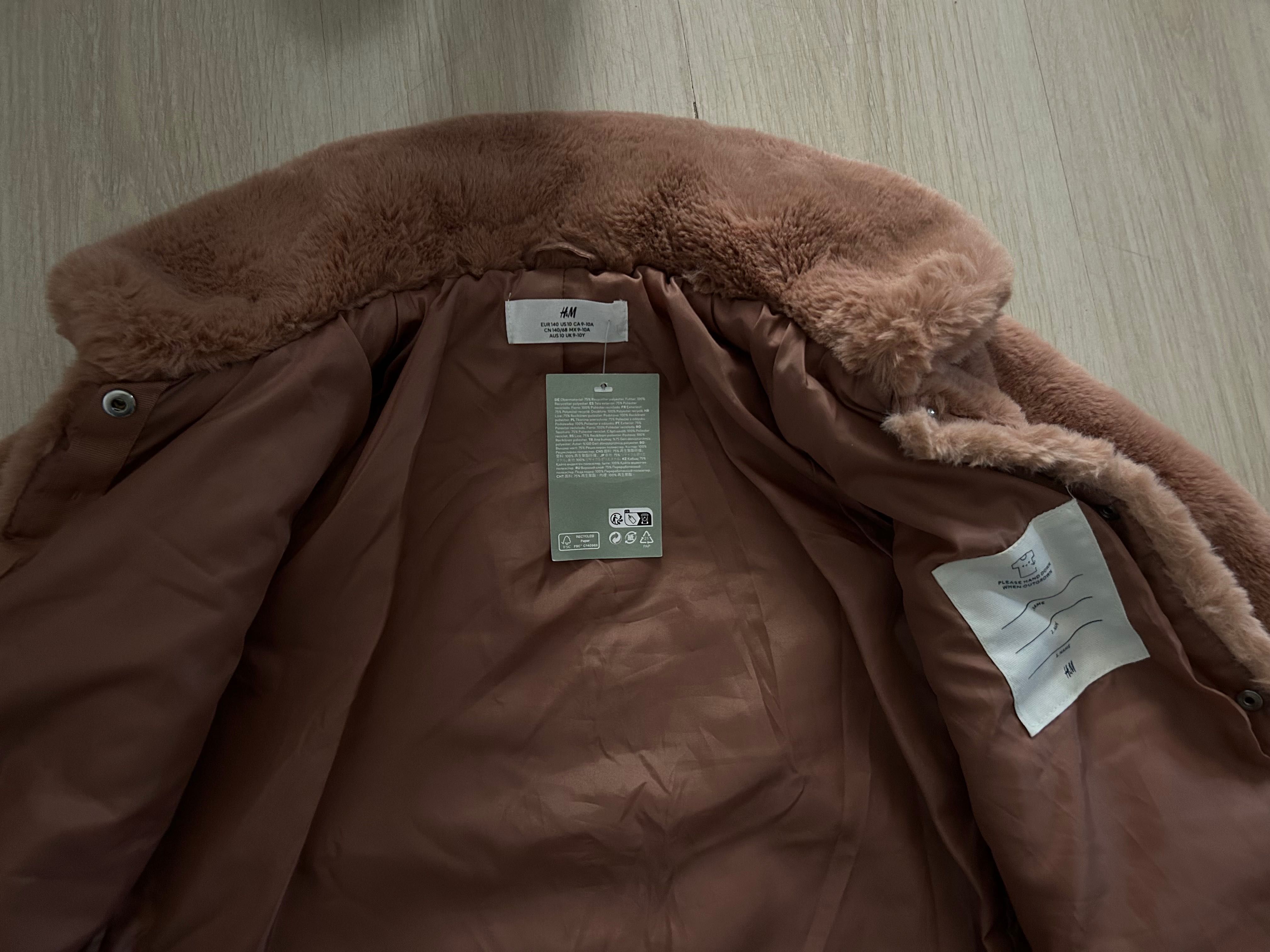 Jacheta pufoasa gen blana H&M 9 10 ani 140 cm NOUA