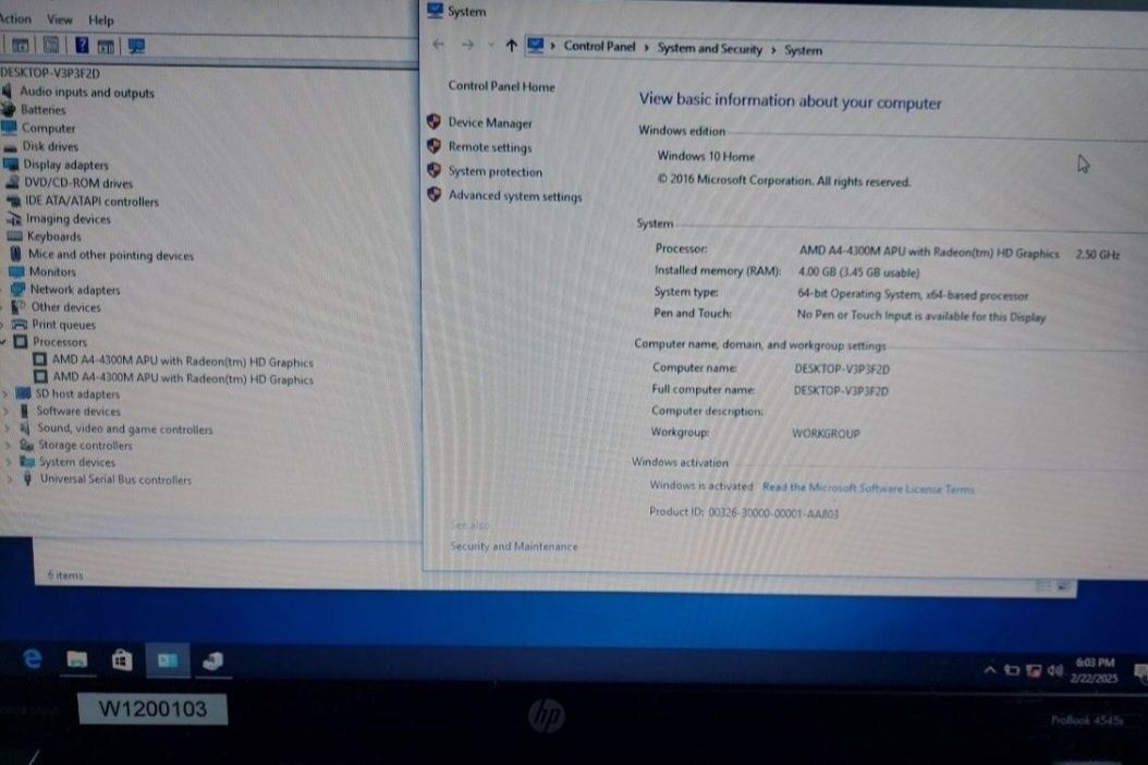 Laptop HP Probook AMD A4