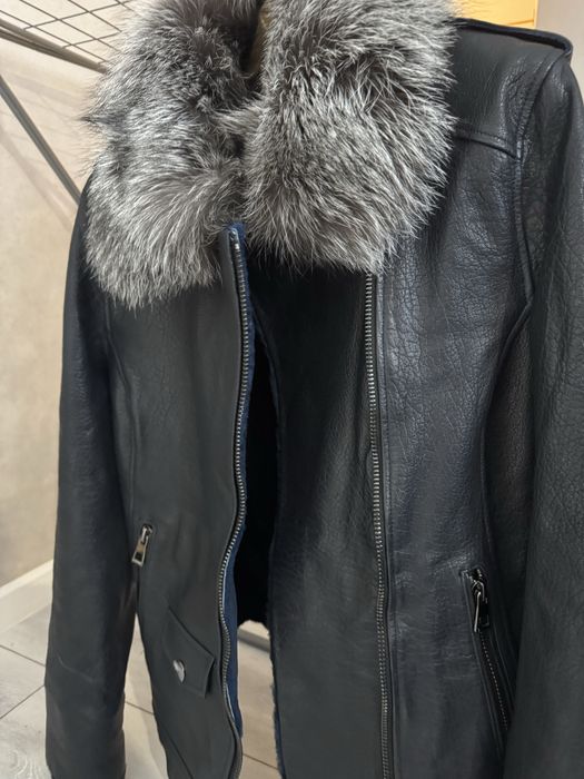 Кожаная дубленка с натуральным мехом