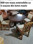 Masa cu 4 scaune din lemn masiv