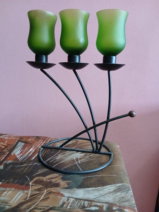 Свещник от медна ламарина стъклен свещник