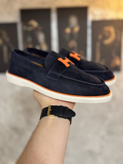 Espadrile/Mocasini Barbati Hermes Din Piele Albastru Indigo!