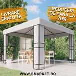 Pavilion/Foisor/Cort pentru gradina/terasa 3×3 m Alb LIVRARE GRATUITA