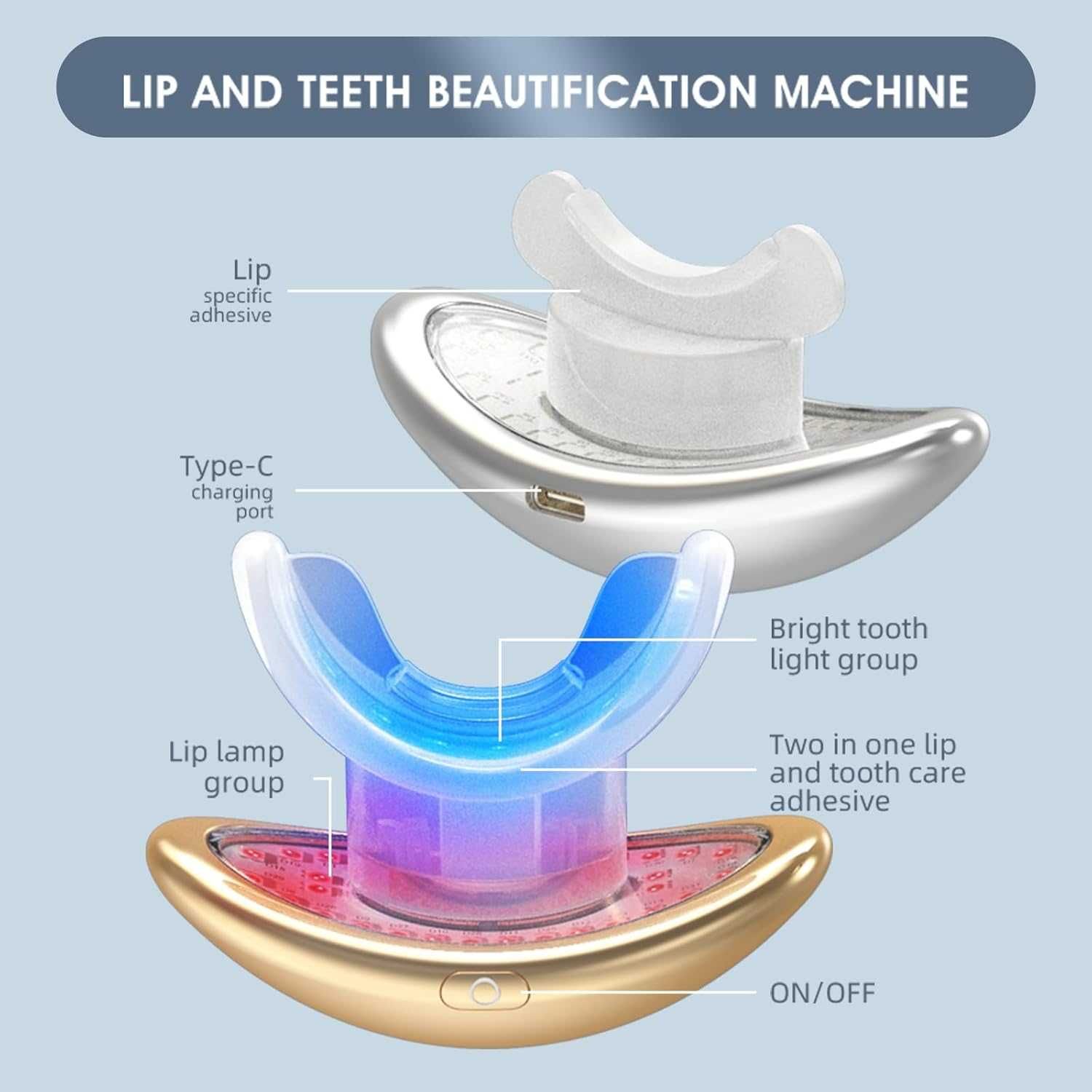 2 in 1 Lips and Teeth Red Light Device for Smoothing Lip Wrinkles