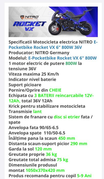Vând motocicletă electrică copii