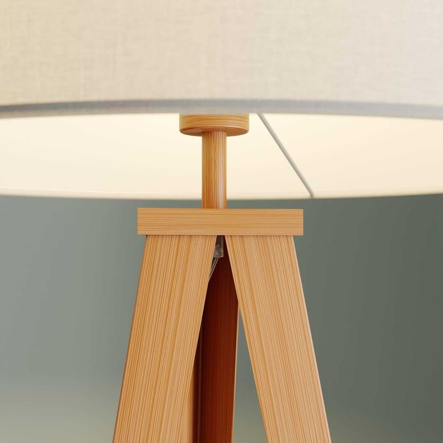 Lampă de podea cu trepied Lindby Benik 9621286 material textil alb