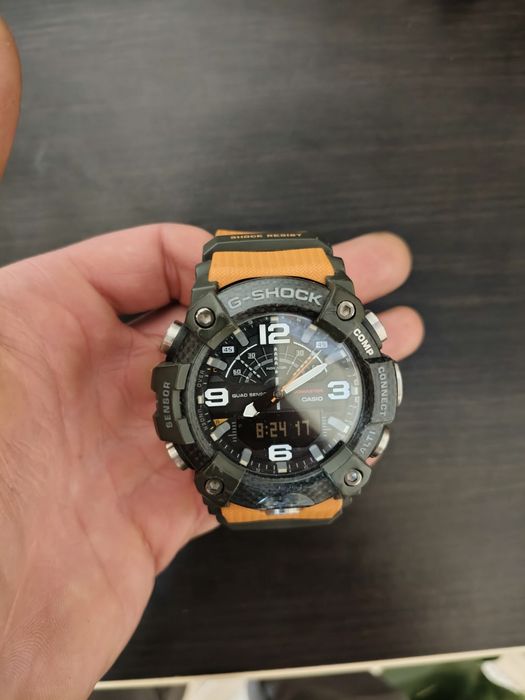 Ceas sport rezistent tip G-Shock Mudmaster – curea portocalie