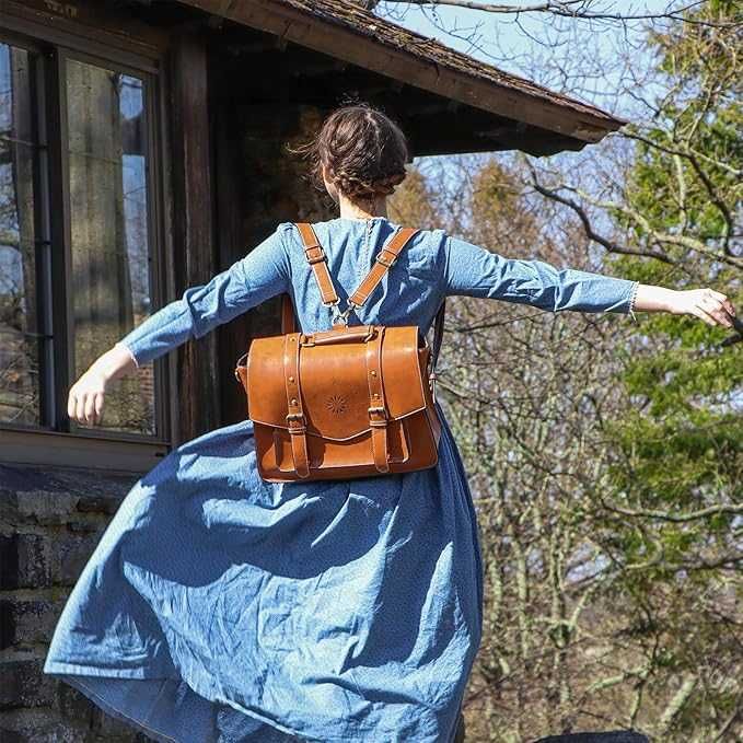 ECOSUSI Раница за жени, за лаптоп тип „куфарче“, веганска кожена чанта