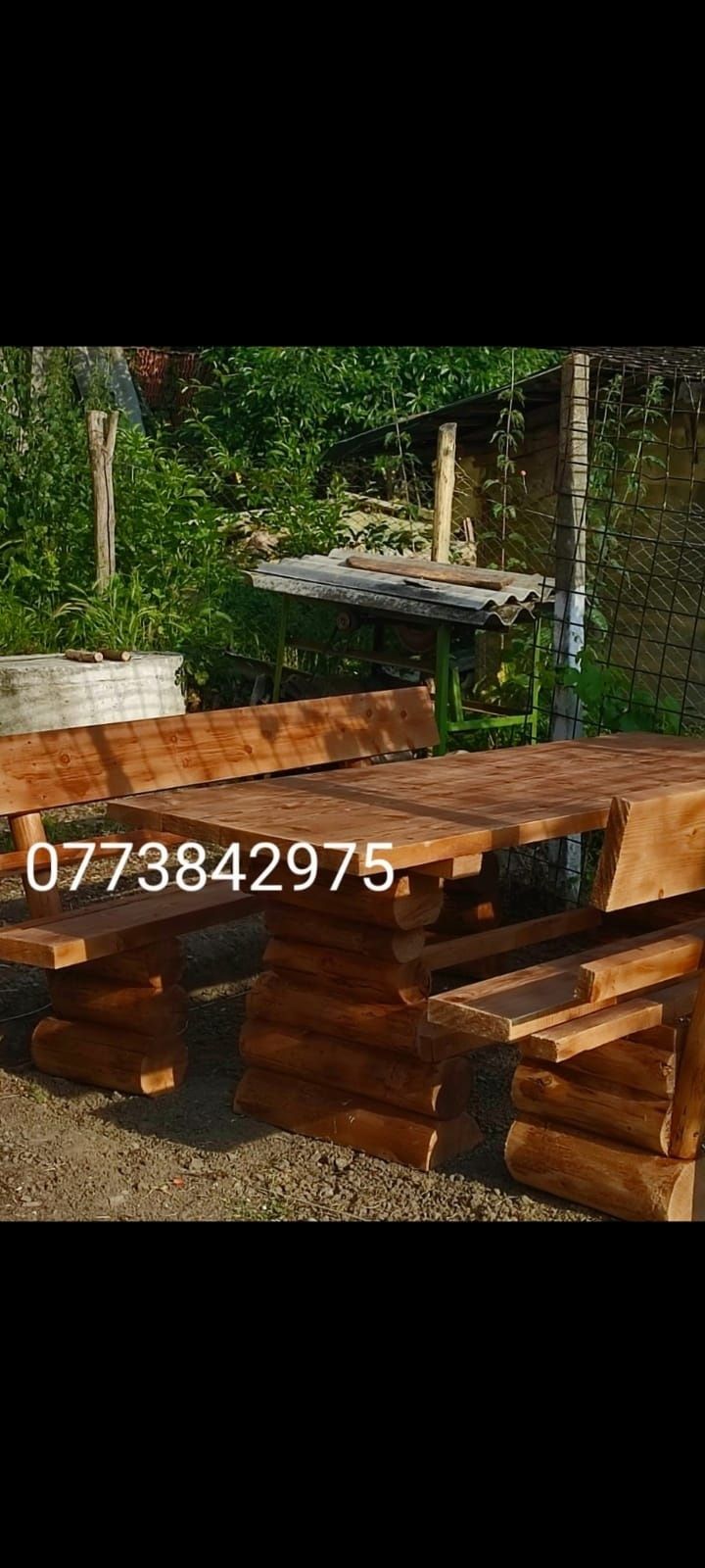 Balansoar gradina rustic/leagan lemn masiv